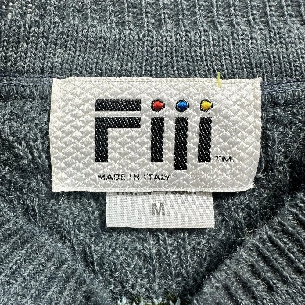 Vintage FIJI Men's Wool Blend Turtleneck Sweater M‎ Green Made in Italy 90s